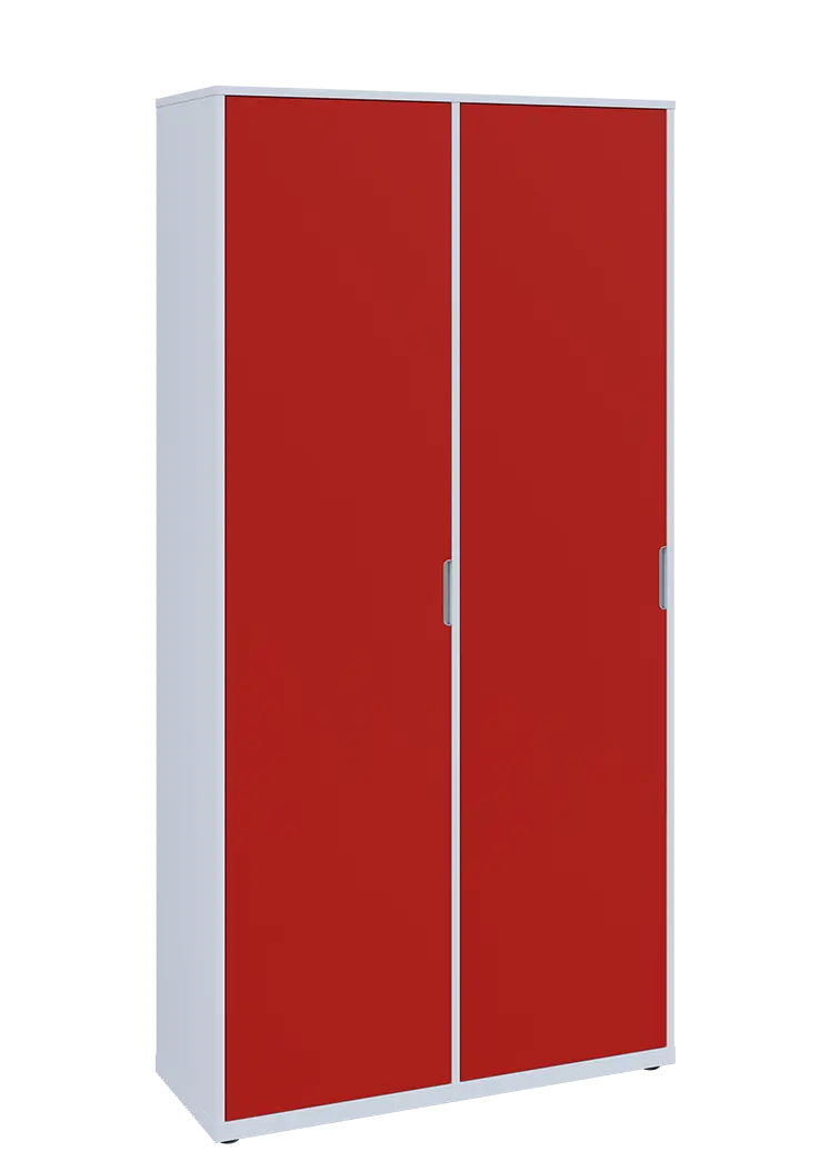 KSR6-81 L skříň šatní, 2x výsuvné ramínko, 2053x1022x400 mm, provedení levé, bílá sněžná/červená